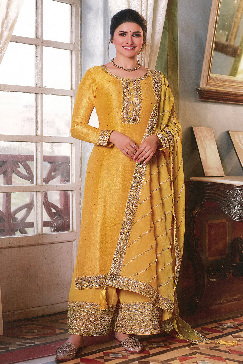 Unstitched Cotton 3 Piece Salwar Suite - Image 3