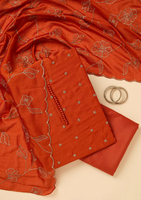 Unstitched Cotton 3 Piece Salwar Suite